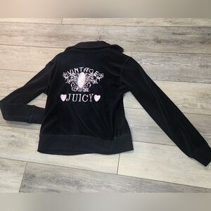 Vintage Juicy Couture Y2K Black Velour Tracksuit Jacket Size XL